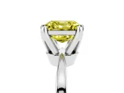 Fancy Yellow Asscher Cut Diamond Solitaire Engagement Ring Set in Silver with Slim Tapered Solitaire Band