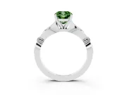 Fancy Green Cushion Cut Diamond Solitaire Twisted Band Ring Set in Silver with Accent Stones and Prong Setting