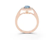 Pear-Shaped Framed Halo Engagement Ring Setting for a Fancy Blue Lab-Grown Diamond | Rose Gold
