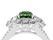 Emerald Cut Halo Engagement Ring Setting for a Fancy Green Lab-Grown Diamond | Sterling Silver - Design NV-24738