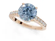 Round Pavé Solitaire Engagement Ring Setting for a Fancy Blue Lab-Grown Diamond | Crossover Gallery | Rose Gold