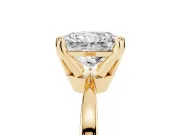 Radiant Cut Diamond Solitaire Engagement Ring Set in Yellow gold with Slim Tapered Solitaire Band