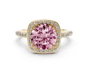 Round Halo Engagement Ring Setting for a Fancy Pink Lab-Grown Diamond | Yellow Gold - Design NV-24729