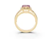 Heart-Shaped Halo Engagement Ring Setting for a Fancy Pink Lab-Grown Diamond | Two-Row Pave Split Shank | Yellow Gold