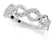 Round Lab-Grown Diamond Infinity Twist Wedding Band | Pavé and Polished | White Gold