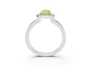 Fancy Yellow Pear Cut Diamond Halo Ring Set in Silver with Bezel Frame and Pavé Band