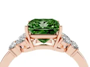Fancy Green Princess Cut Diamond Solitaire Floral Ring Set in Rose gold with Marquise Petals and Prong Setting