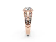 Round Halo Engagement Ring Setting | Two-Row Pave Split Shank | Rose Gold