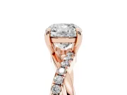Cushion Cut Pavé Twist Engagement Ring Setting | Crossover Band | Rose Gold