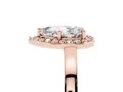 Pear Cut Diamond Halo Ring Set in Rose gold with Solitaire Band and Prong Setting