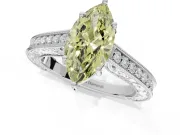 Marquise Vintage Engraved Pavé Engagement Ring Setting for a Fancy Yellow Lab-Grown Diamond | Milgrain Edges | Platinum
