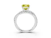 Fancy Yellow Asscher Cut Diamond Solitaire Twist Band Ring Set in Silver with Pavé Setting and Prong Head