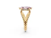 Marquise Rope Split Shank Engagement Ring Setting for a Fancy Pink Lab-Grown Diamond | Yellow Gold