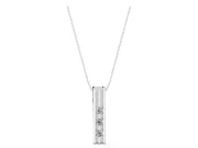 Round Lab-Grown Diamond Three-Stone Bar Pendant Necklace | Channel Set | Sterling Silver