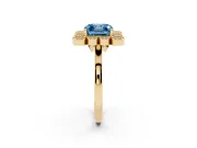 Asscher Cut Milgrain Cluster Halo Engagement Ring Setting for a Fancy Blue Lab-Grown Diamond | Plain Band | Yellow Gold