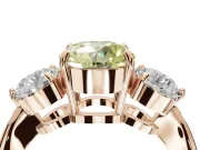Round Three Stone Engagement Ring Setting for a Fancy Yellow Lab-Grown Diamond | Tapered Pave Band | Rose Gold