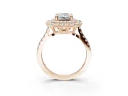 Radiant Cut Lab-Grown Diamond Double Halo Statement Ring Set in Rose Gold with Pavé Band
