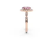 Oval Halo Engagement Ring Setting for a Fancy Pink Lab-Grown Diamond | Bezel Stations | Rose Gold