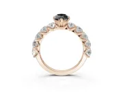 Marquise Side Stone Engagement Ring Setting for a Black Center | Scalloped Prong Accents | Rose Gold
