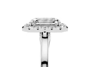 Emerald Cut Halo Engagement Ring Setting | Flat Tapered Band | White Gold