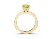 Fancy Yellow Princess Cut Diamond Solitaire Ring Set in Yellow gold with Slim Pavé Band and Prong Setting