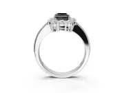 Radiant Cut Vintage Halo Engagement Ring Setting for a Black Center | Platinum