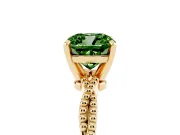 Cushion Cut Twisted Engagement Ring Setting for a Fancy Green Lab-Grown Diamond | Beaded Twist | Yellow Gold