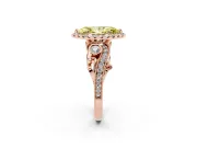 Fancy Yellow Marquise Cut Diamond Halo Ring Set in Rose gold with Milgrain Pavé Band and Prong Setting