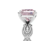 Princess Cut Vintage Engagement Ring Setting for a Fancy Pink Lab-Grown Diamond | Graduated Stations | Sterling Silver