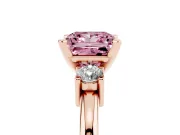 Princess Cut Three Stone Engagement Ring Setting for a Fancy Pink Lab-Grown Diamond | Round Side Stones | Rose Gold