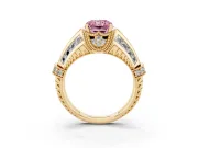 Radiant Cut Vintage Milgrain Engagement Ring Setting for a Fancy Pink Lab-Grown Diamond | Hidden Halo | Yellow Gold