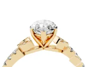 Marquise Leaf Pavé Engagement Ring Setting | Leaf Motif Shoulders | Yellow Gold