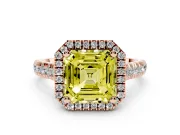 Asscher Cut Accented Halo Engagement Ring Setting for a Fancy Yellow Lab-Grown Diamond | Rose Gold