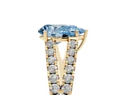 Pear-Shaped Graduated Split Shank Engagement Ring Setting for a Fancy Blue Lab-Grown Diamond | Yellow Gold