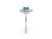 Cushion Cut Cluster Halo Engagement Ring Setting for a Fancy Blue Lab-Grown Diamond | Two-Size Accents | Sterling Silver
