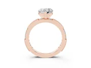 Heart-Shaped Vintage Pavé Solitaire Engagement Ring Setting | Milgrain Edges | Rose Gold