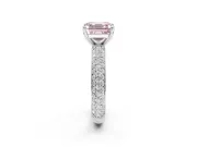 Asscher Cut Domed Pavé Engagement Ring Setting for a Fancy Pink Lab-Grown Diamond | Platinum