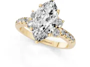 Marquise Side Stone Pave Engagement Ring Setting | Paired Round Accents | Yellow Gold