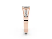 Emerald Cut Channel-Set Engagement Ring Setting | Princess Side Stones | Rose Gold
