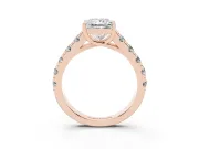 Princess Cut Cut-Down Side Stone Engagement Ring Setting | Scalloped Shoulders | Rose Gold