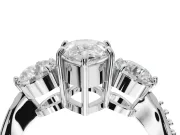Pear-Shaped Three Stone Engagement Ring Setting | Tapered Pave Band | Platinum