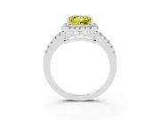 Fancy Yellow Princess Cut Diamond Pavé Band Halo Engagement Ring Set in White gold with Prong Setting