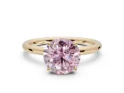 Round Hidden Halo Ring Setting for a Fancy Pink Lab-Grown Diamond | Yellow Gold