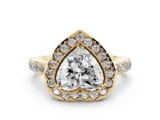 Heart-Shaped Vintage Milgrain Halo Engagement Ring Setting | Pierced Gallery | Yellow Gold