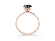 Round Pavé Solitaire Engagement Ring Setting for a Black Center | Fine Line Pavé Band | Rose Gold