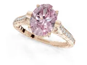 Oval Vintage Cathedral Engagement Ring Setting for a Fancy Pink Lab-Grown Diamond | Carved Band | Rose Gold