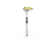 Fancy Yellow Pear Cut Diamond Solitaire Engagement Ring Set in Platinum with Prong Setting on a Classic Band