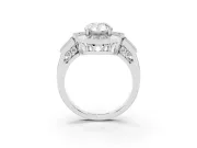 Pear Cut Diamond Milgrain Halo Ring Set in White gold with Split Shank