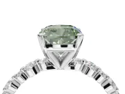 Cushion Cut Pavé Engagement Ring Setting for a Fancy Green Lab-Grown Diamond | Alternating Accents | White Gold