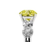 Round Five Stone Engagement Ring Setting for a Fancy Yellow Lab-Grown Diamond | Prong Set Side Stones | Sterling Silver